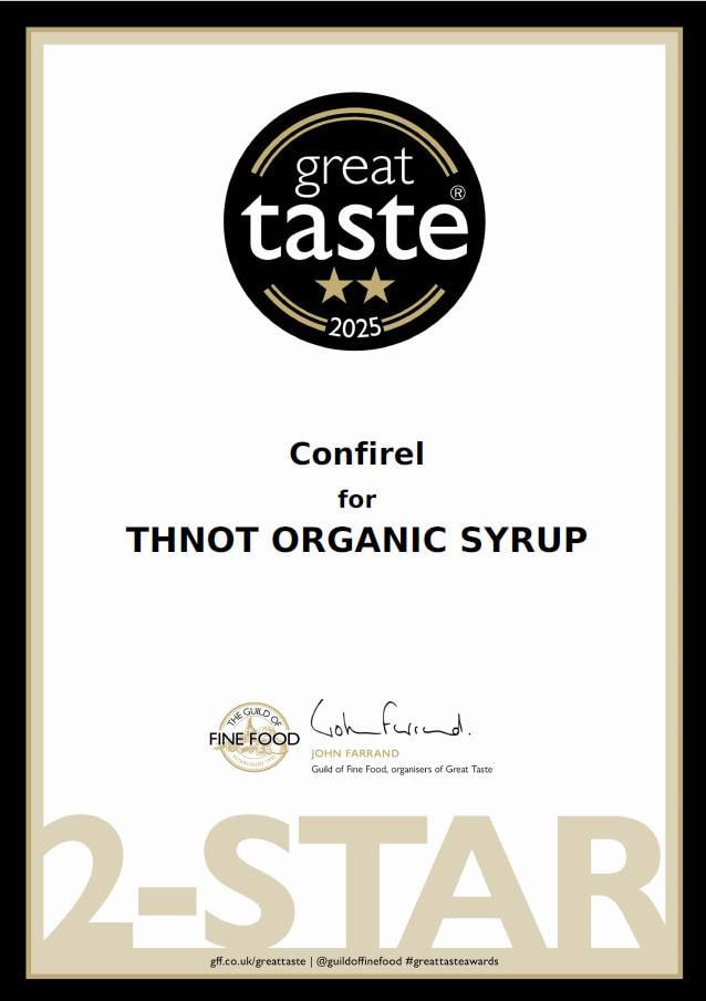 Great Taste Awards 2025, 2-star, for Thnot Organic Syrup