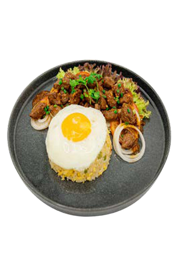 Prahok Fried Rice with Lok Lak